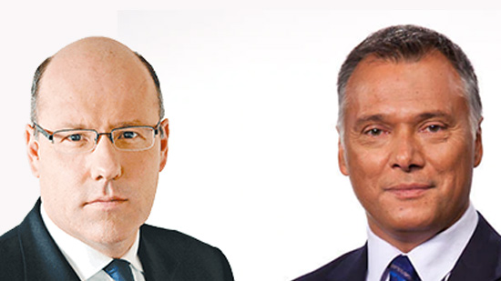 Feature image for Dateline Jerusalem event. Image is of portrait photos of John Lyons and Stan Grant, shown side by side